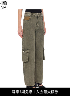 【礼物】M05CH1N0 JEANS 女士复古牛仔裤水洗做旧丹宁长裤