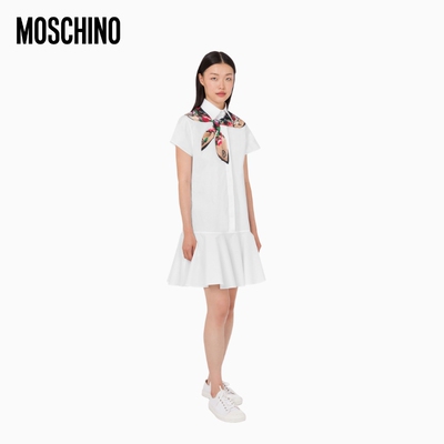 【季末特惠】Moschino/莫斯奇诺 26早春女士印花弹力棉府绸连衣裙