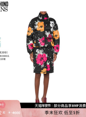 【礼物低至5折】M05CH1N0 JEAN  女士花卉印花拉链开合内兜帽棉服