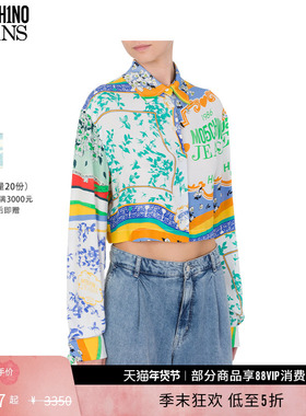 【礼物低至5折】M05CH1N0 JEANS  女士泽西风徽标装饰撞色衬衫