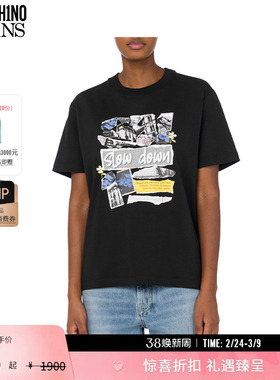 【礼物】M05CH1N0 JEANS 25早春 女士朋克图案棉质针织T恤