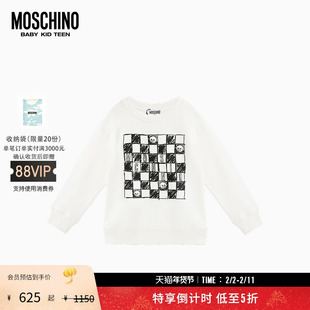 【新年特享5折起】Moschino/莫斯奇诺 儿童格纹泰迪熊印花卫衣