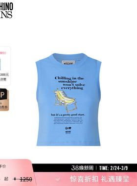 【礼物】M05CH1N0 JEANS  女士泽西风海报图案印花无袖T恤HB