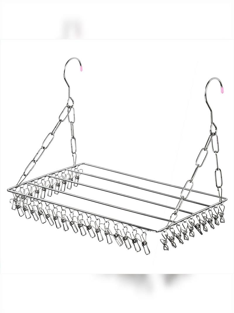 新疆包邮不锈钢阳台晾晒架晒袜子窗台多夹子袜架晾衣架防盗窗鞋挂