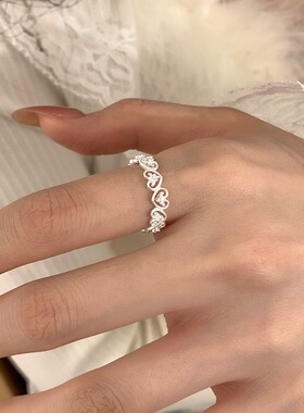 法式镂空爱心开口戒指女