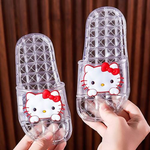 仙女风透明水晶沙滩鞋亲子儿童室内防滑软底女童小孩外穿一字拖女