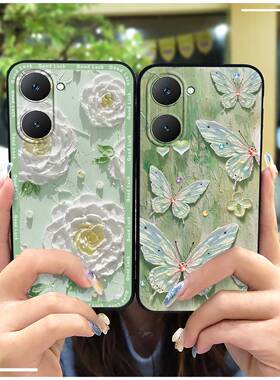 适用VIVO Y18S/Y30T/T36C/Y37 5G/Y37M手机壳硅胶涂鸦奢华质感花