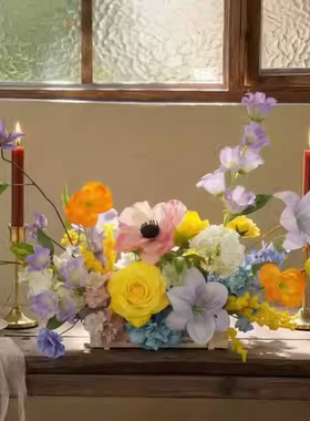 法式宴会派对原创餐桌桌花仿真花装饰假花摆设拍照高级感花艺摆件