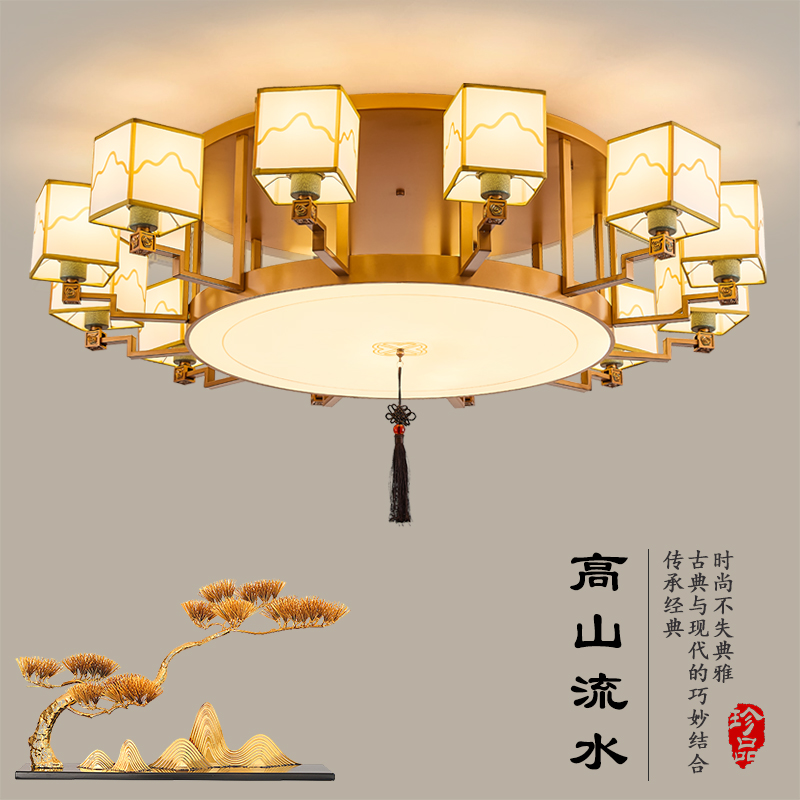 宋代美学客厅灯新中式布艺刺绣