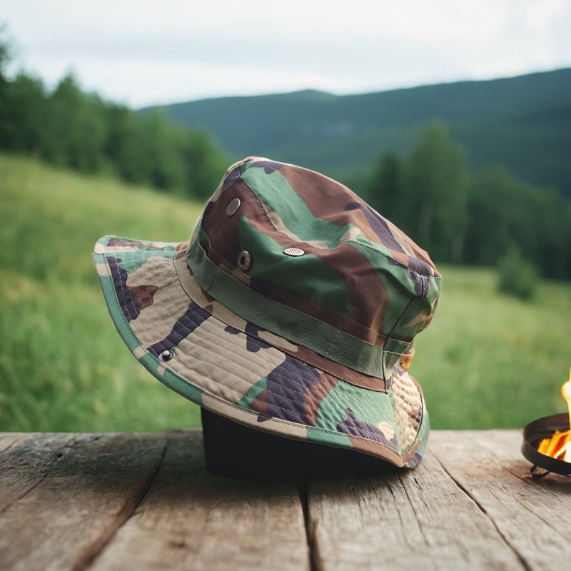 战术四丛迷彩奔尼帽钓鱼防晒圆边帽户外休闲登山渔夫帽子