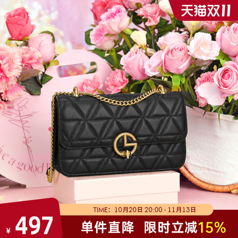 真皮女士包包金利来链条百搭