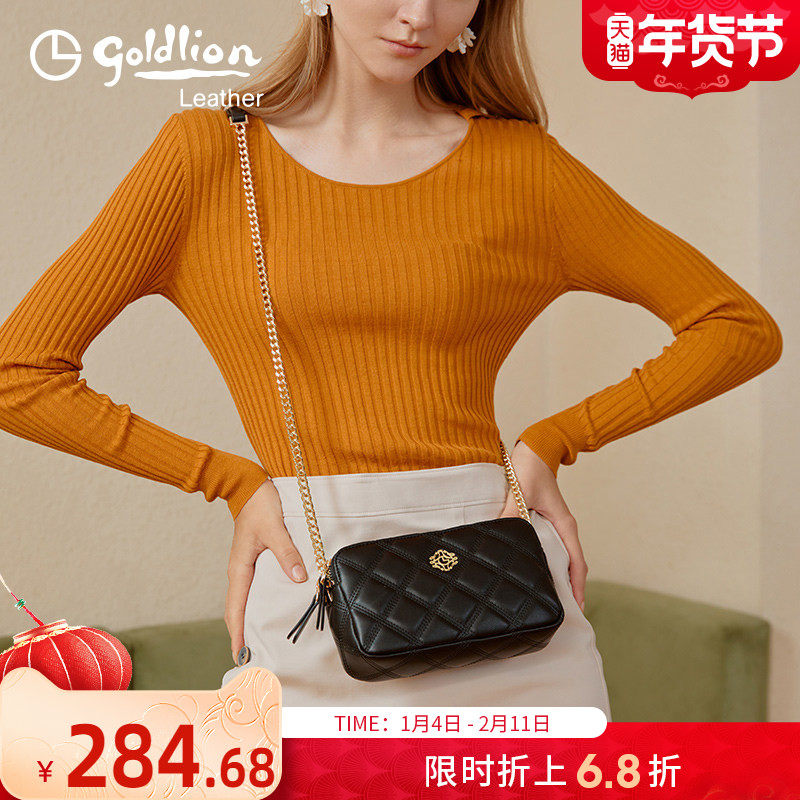 金利来真皮女包2025年新款时尚轻奢单肩包小香风百搭链条斜挎包潮,箱包皮具/热销女包/男包,小方包,淘宝优惠券,粉丝福利购,淘宝优惠卷