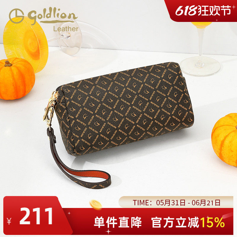 金利来便携女包2026新款时尚百搭手拿包大容量复古印花手机小包潮