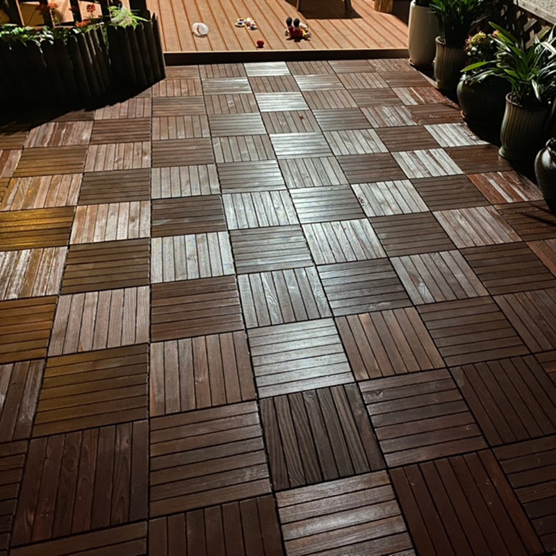 碳化木花园地板防腐木地板阳台户外露台室外庭院别墅diy地面装饰