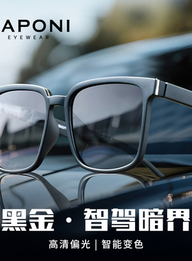 CAPONI偏光太阳眼镜男2025新款防紫外线变色墨镜开车驾驶日夜两用