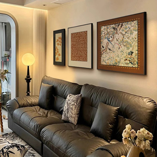 中古风客厅装饰画法式复古沙发背景墙壁画高级感2026新款花鸟挂画