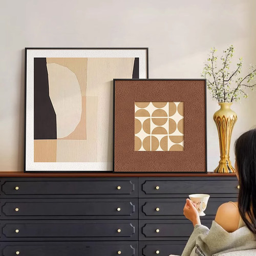 中古风艺术客厅装饰画方形高级感