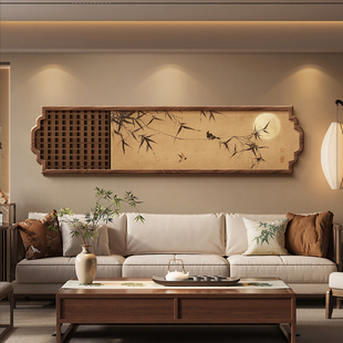 竹子画客厅沙发背景墙装饰画宋式美学卧室挂画新中式竹报平安壁画