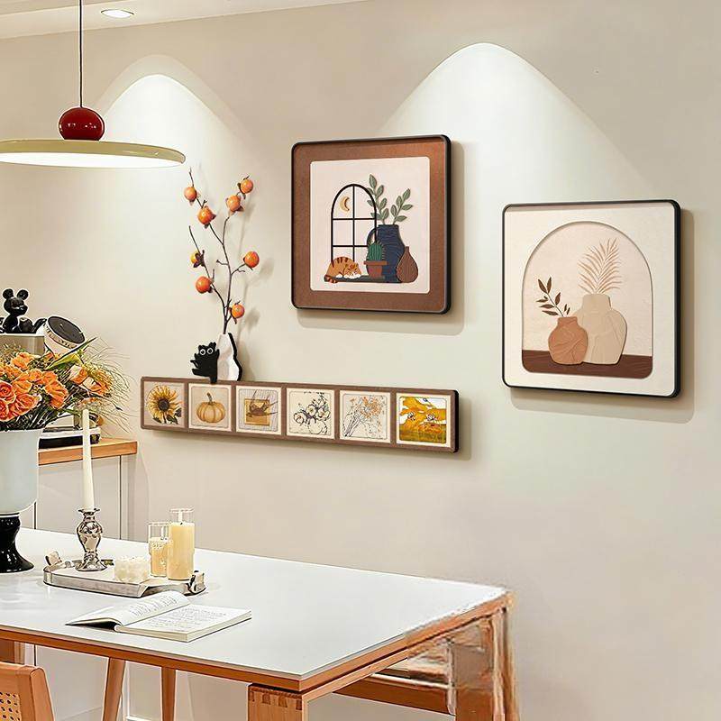 奶油风客厅装饰画沙发背景墙组合壁画植物花卉原木风餐厅饭厅挂画,家居饰品,现代装饰画,淘宝优惠券,粉丝福利购,淘宝优惠卷