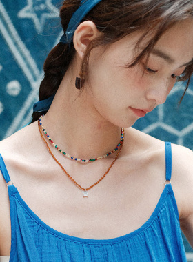 钛金铜水晶女叠戴项链