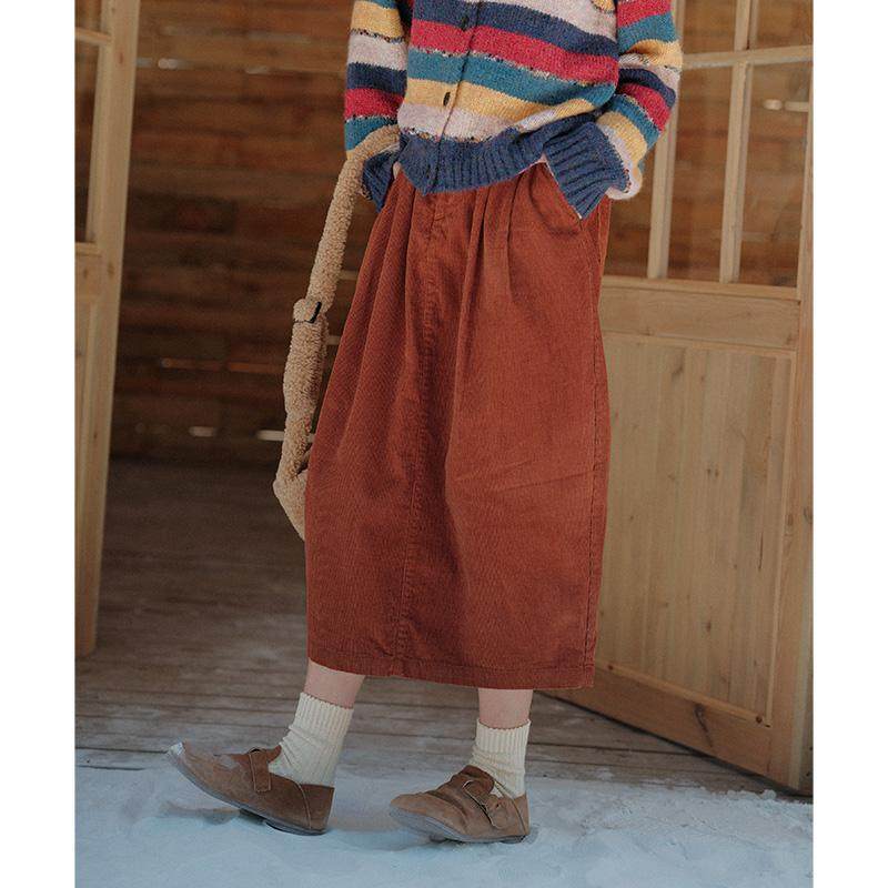 短短假日秋冬文艺灯芯绒裙子后开叉高腰百搭花苞裙女复古半身裙,女装/女士精品,半身裙,淘宝优惠券,粉丝福利购,淘宝优惠卷