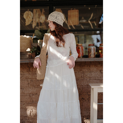 A字裙蕾丝上衣半身裙套装