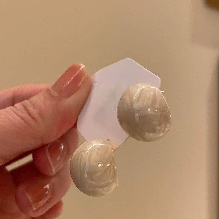 法式复古奶白色滴釉豆豆耳钉艺术感椭圆几何耳饰气质百搭耳环小众,饰品/流行首饰/时尚饰品新,耳环,淘宝优惠券,粉丝福利购,淘宝优惠卷