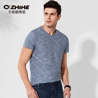 QZHIHE nghìn con hạc giấy ngắn tay thanh niên nam ve áo thường xuyên cotton nam Áo sơ mi cộc tay HMT2655 - Polo áo polo sói