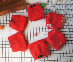 清仓回馈本命年大红色内裤女日系少女纯棉蕾丝边短裤喜庆红三角裤