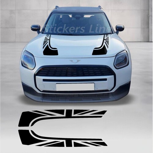 2024款Mini Countryman U25引擎盖贴纸 Cooper S JCW英国国旗条纹