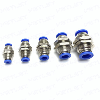 铜镀镍PMM隔板穿版气动快插接头