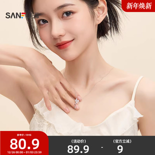 三福925银繁星蝴蝶短项链单条 小众首饰配饰链条839675 时尚