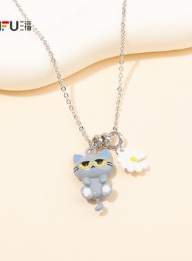 三福萌趣傲娇猫猫短项链单条 街潮造型服饰配饰颈链852587