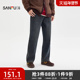 男士 宽松直筒牛仔裤 趣味美式 三福2025冬季 橡筋腰头裤 子514298