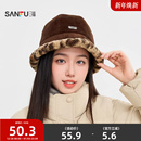 三福休闲毛边麂皮帽渔夫帽 淑女文艺氛围感服饰配件帽子850069