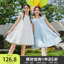 499690 三福连衣裙女2025新款 夏季 甜美飞飞袖 娃娃裙宽松短裙子女装