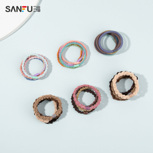 三福大众黑彩发圈发束个性 女 橡皮筋扎头发饰气质头饰发绳头绳夏季