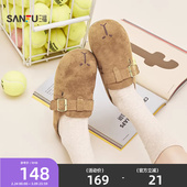 休闲女鞋 三福女凉拖鞋 半拖时尚 玩趣菁英刺绣勃肯鞋 852653 春季