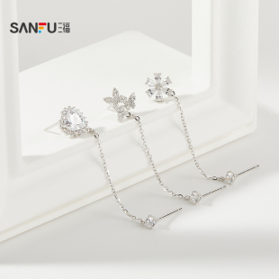 首饰配饰耳环845486 个性 三福925银休闲时尚 双耳洞耳钉单个