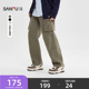 宽松橡筋腰长裤 三福2026春季 休闲裤 打褶大口袋工装 515664 男士