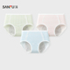 503532 半平角裤 三福女中腰包臀内裤 清新格纹加长加宽裆生理裤