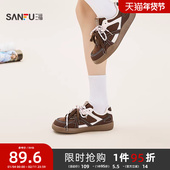 趣味逗少女校园风撞色歪头拼接女鞋 三福女低帮板鞋 秋季 847518