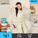 家居服514833 趣味动物宽松长袖 三福女春季 翻领排扣睡衣套装