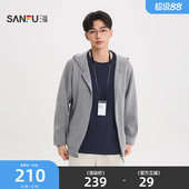 毛衣 简约纯色连帽开衫 都市宽松上衣520740 男士 三福2026春季