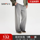 新款 捆边条宽松直筒休闲裤 男时尚 三福2026春季 橡筋腰长裤 513757
