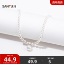 三福都市珠珠双层短项链单条 优雅简约首饰配饰链条849484