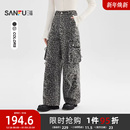 冬季 街潮宽松休闲裤 时尚 三福工装 子女装 2025新款 豹纹长裤 513795 裤