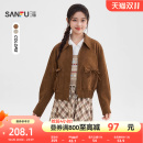 509629 小个子绑带口袋复古翻领夹克女装 三福厚外套女2025新款 冬季