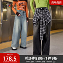 女装 三福牛仔裤 设计感可拆搭片宽松直筒阔腿裤 秋季 504875 2025新款