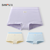 513455 柔软底裤 三福女中腰包臀内裤 简约清新烫画撞色平角裤